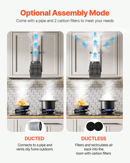 Range Hood Insert, 30 Inch Built-In Kitchen Vent Hood, 800CFM Stainless Steel Stove Hood, With Gesture & Touch Control, LED Light, Baffle Filters, 4-Speed Exhaust Fan, Ducted/Ductless Convertible