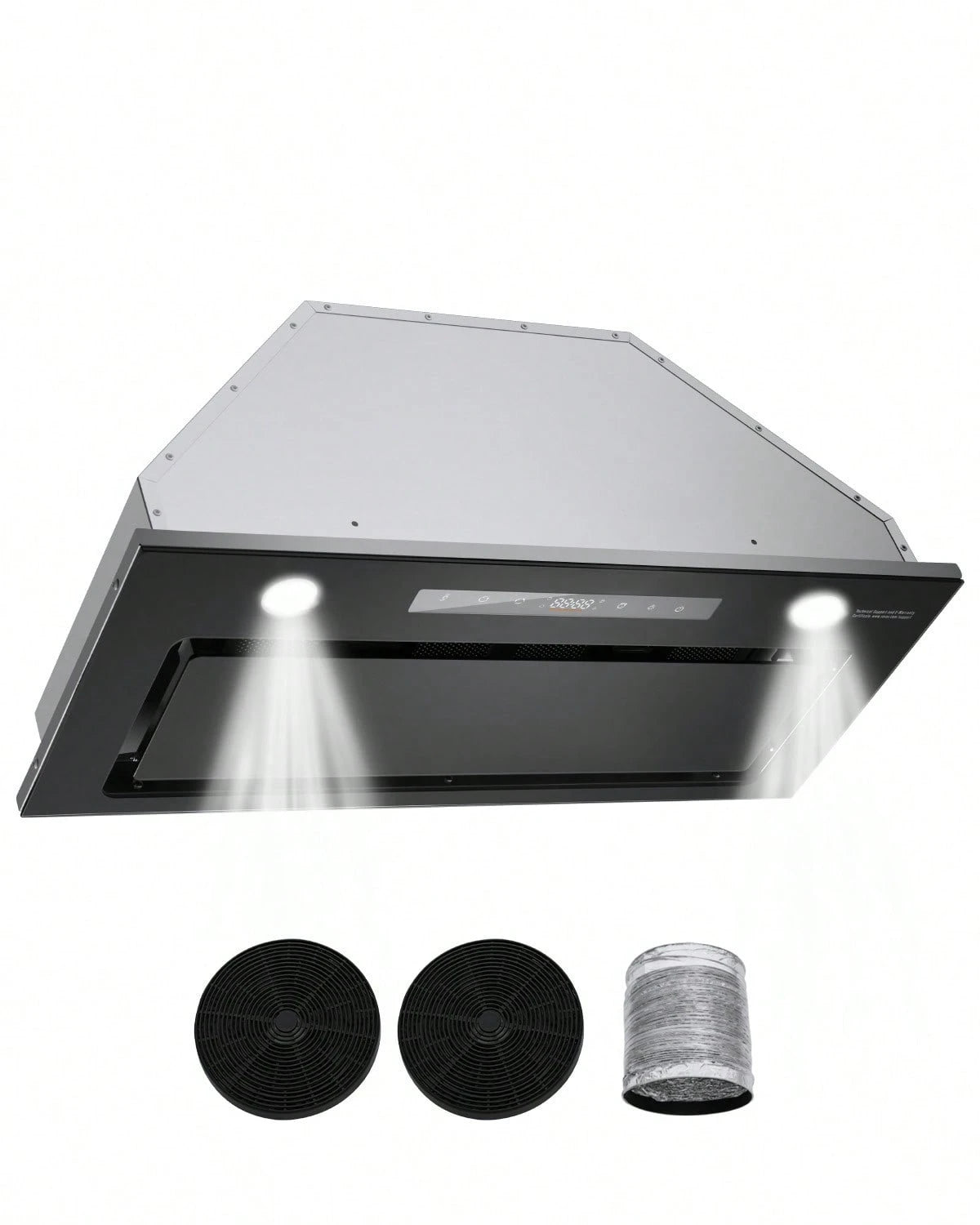 Range Hood Insert, 30 Inch Built-In Kitchen Vent Hood, 800CFM Stainless Steel Stove Hood, With Gesture & Touch Control, LED Light, Baffle Filters, 4-Speed Exhaust Fan, Ducted/Ductless Convertible