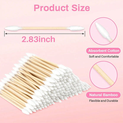 RAQEHO 300pcs Pointed Cotton Swabs- Disposable Double Pointy Precision Tip Cotton Buds With Bamboo Sticks For Ear Wax Removal Makeup Lip Eyeshadow Applicators Micro Nail Tool Beauty &Amp; Personal Ca