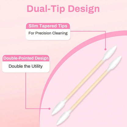 RAQEHO 300pcs Pointed Cotton Swabs- Disposable Double Pointy Precision Tip Cotton Buds With Bamboo Sticks For Ear Wax Removal Makeup Lip Eyeshadow Applicators Micro Nail Tool Beauty &Amp; Personal Ca