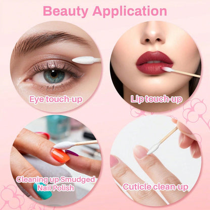 RAQEHO 300pcs Pointed Cotton Swabs- Disposable Double Pointy Precision Tip Cotton Buds With Bamboo Sticks For Ear Wax Removal Makeup Lip Eyeshadow Applicators Micro Nail Tool Beauty &Amp; Personal Ca