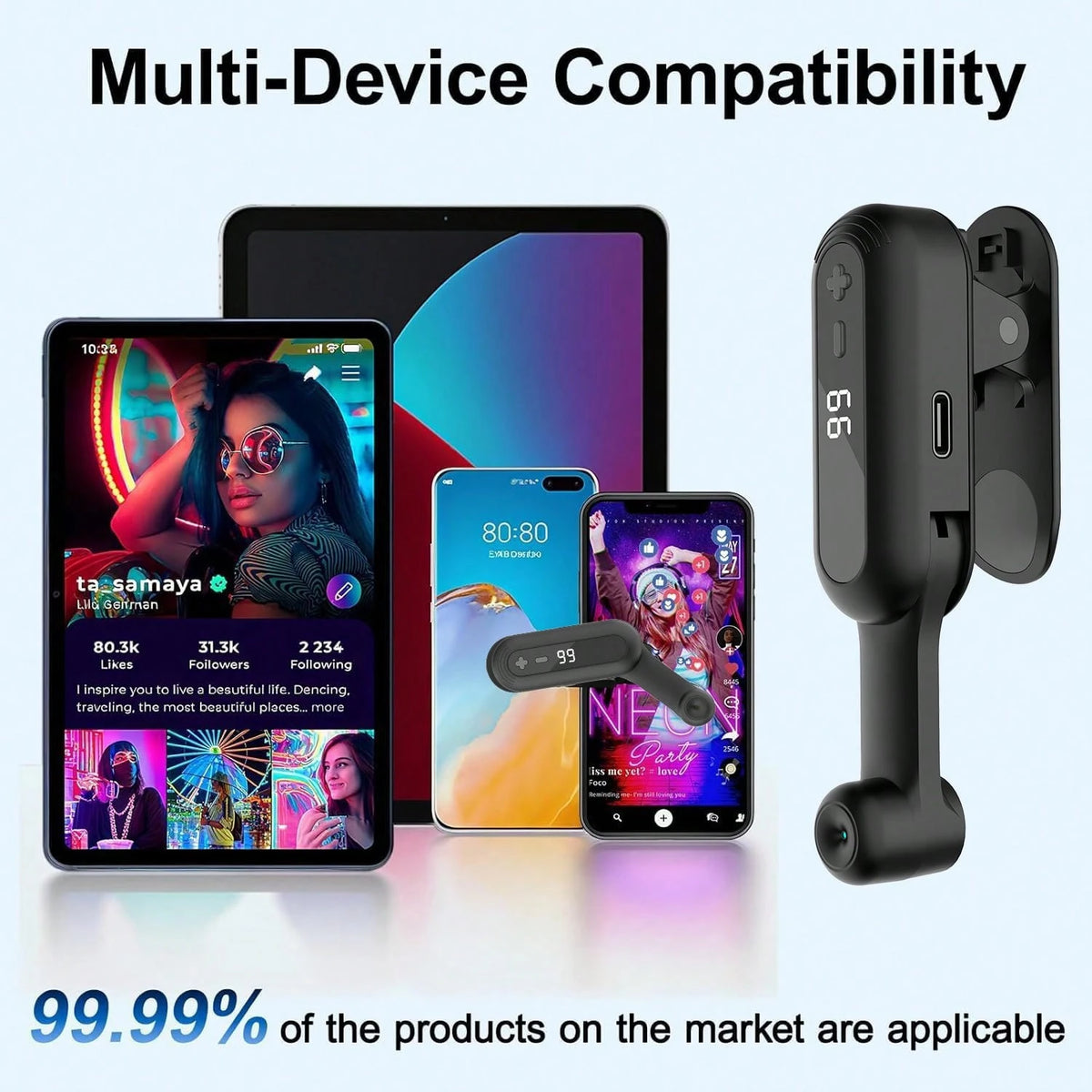 Rechargeable Auto Clicker, Phone Screen Device Speed Clicker For Phone Pad Android, Silent & 99 Adjustable Speeds, Smart Tapper Game, Live Broadcasts Likes, Reward Task