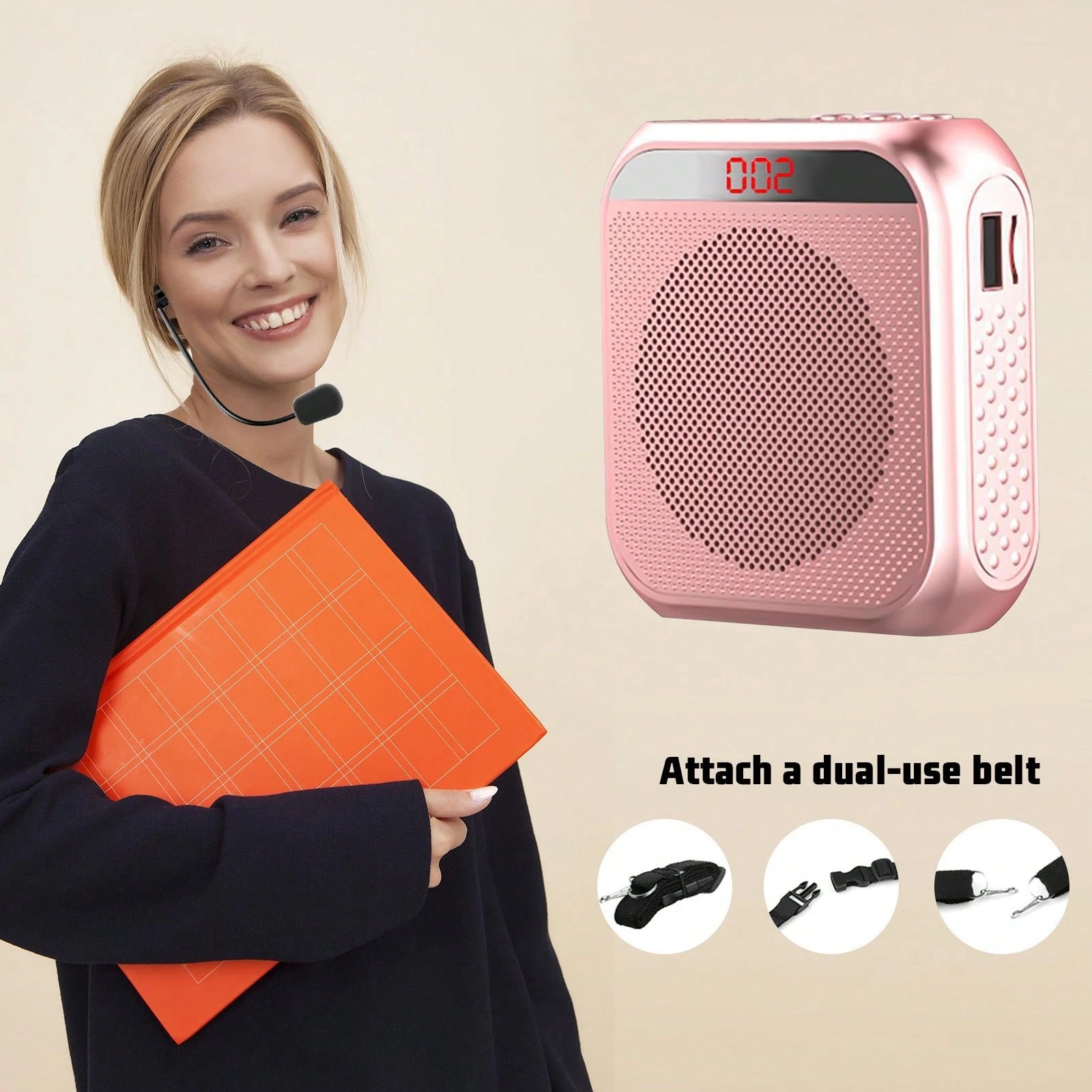 Rechargeable Voice Amplifier- 2200mAh Portable PA System With Headset Mic For Teachers & Presenters Christmas Gifts