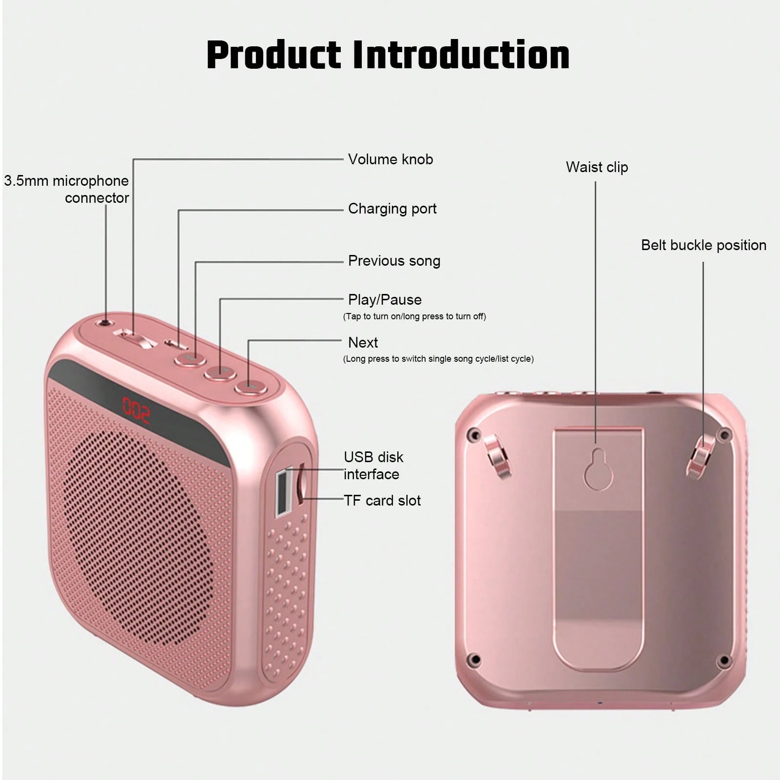 Rechargeable Voice Amplifier- 2200mAh Portable PA System With Headset Mic For Teachers & Presenters Christmas Gifts