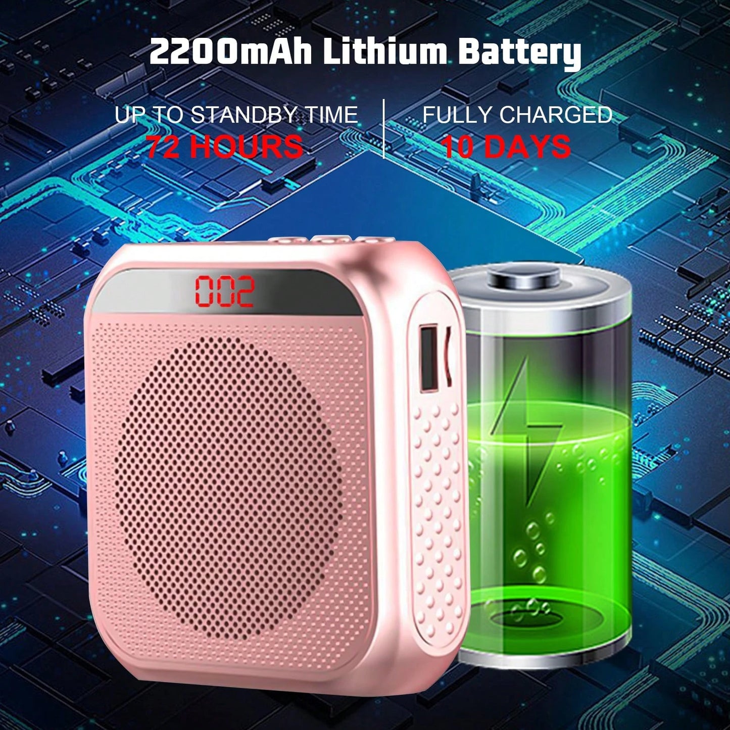 Rechargeable Voice Amplifier- 2200mAh Portable PA System With Headset Mic For Teachers & Presenters Christmas Gifts