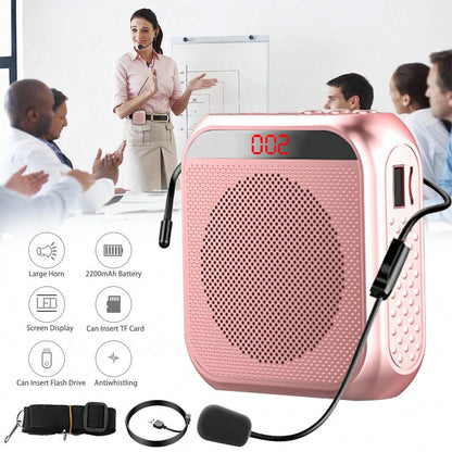 Rechargeable Voice Amplifier- 2200mAh Portable PA System With Headset Mic For Teachers & Presenters Christmas Gifts