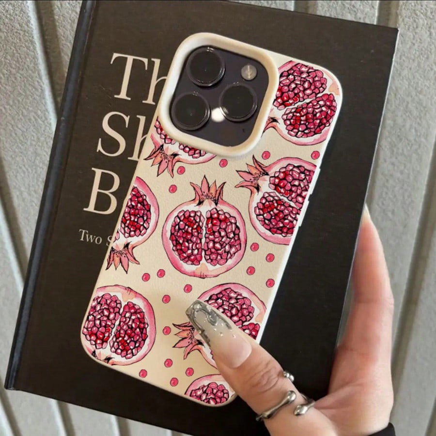 Red Pomegranate Pattern Suitable For TPU, Suitable As Birthday And Christmas Gifts For Couples, Women, Daughters, Boyfriends, Girlfriends, And Teenage Girls