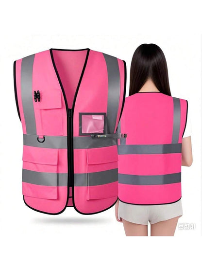 Reflective Vest, High Visibility, Blank, XXXL, Motorcycle Jacket Vest, Fluorescent Signal, Unisex