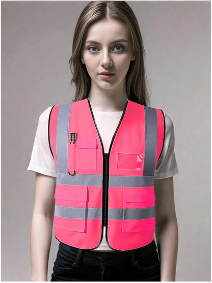 Reflective Vest, High Visibility, Blank, XXXL, Motorcycle Jacket Vest, Fluorescent Signal, Unisex