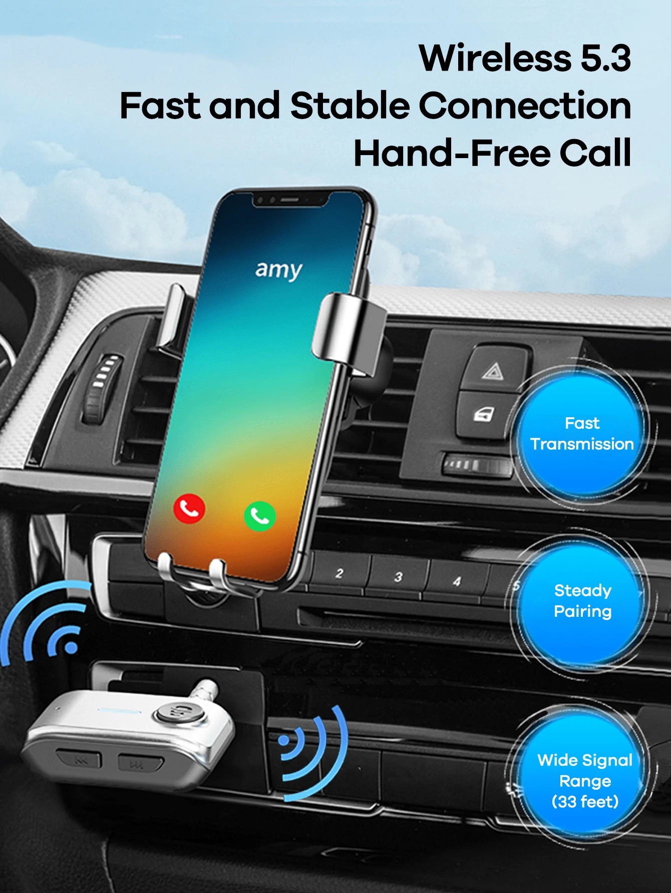 REMAX Mini Bluetooth Receiver With HD Mic; Plug & Play For Car/Home/Office; Multifunctional Wireless Adapter For Car&TV&PC&Speaker&Headsets;Compact & Portable; No Setup Needed; HiFi Stereo; Hands-Free