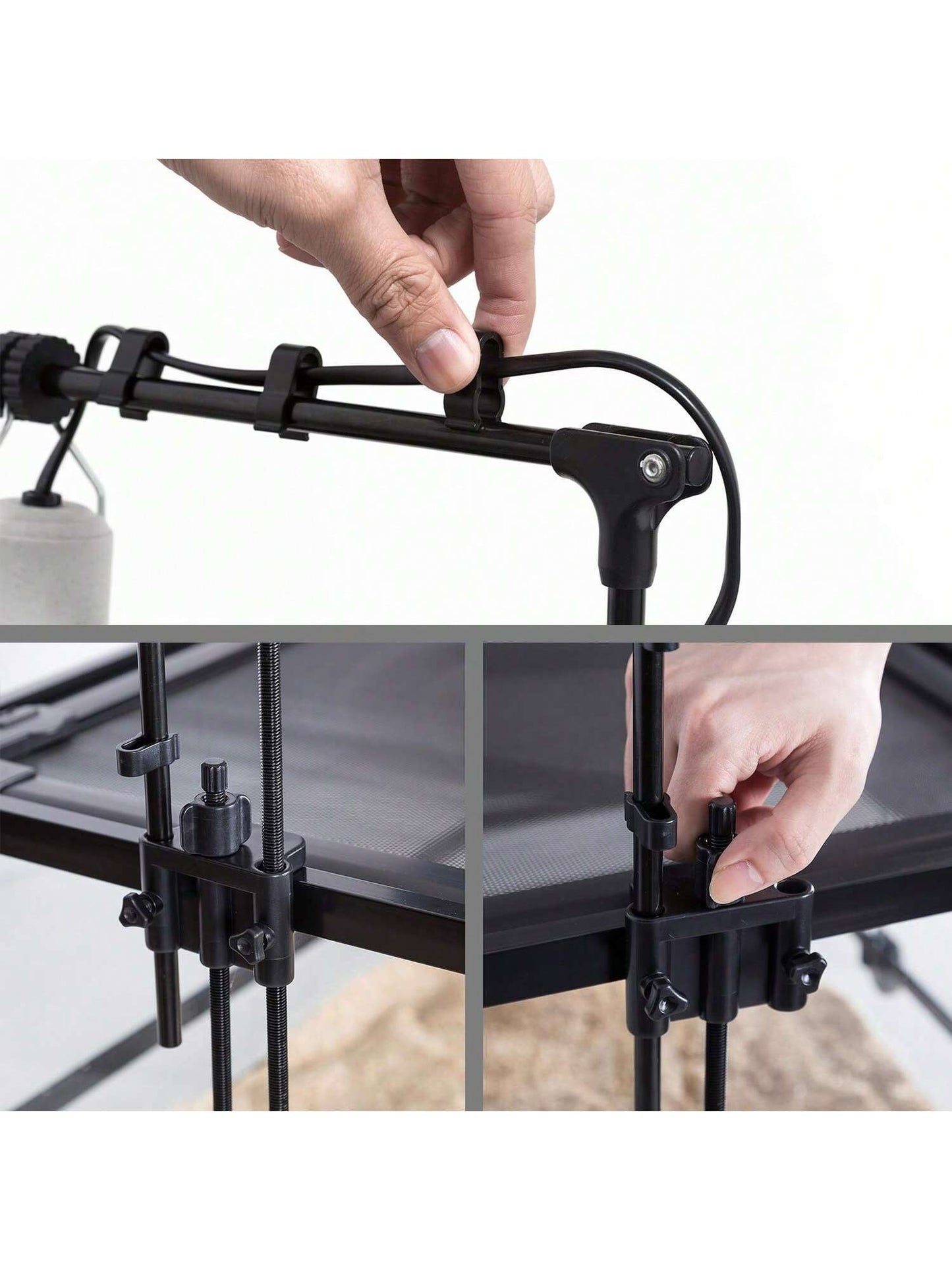 REPTI ZOO Reptile Dual Lamp Stand Lamp Hanger Holder Adjustable Metal Lamp Support For Reptile Glass Terrarium Heating Light