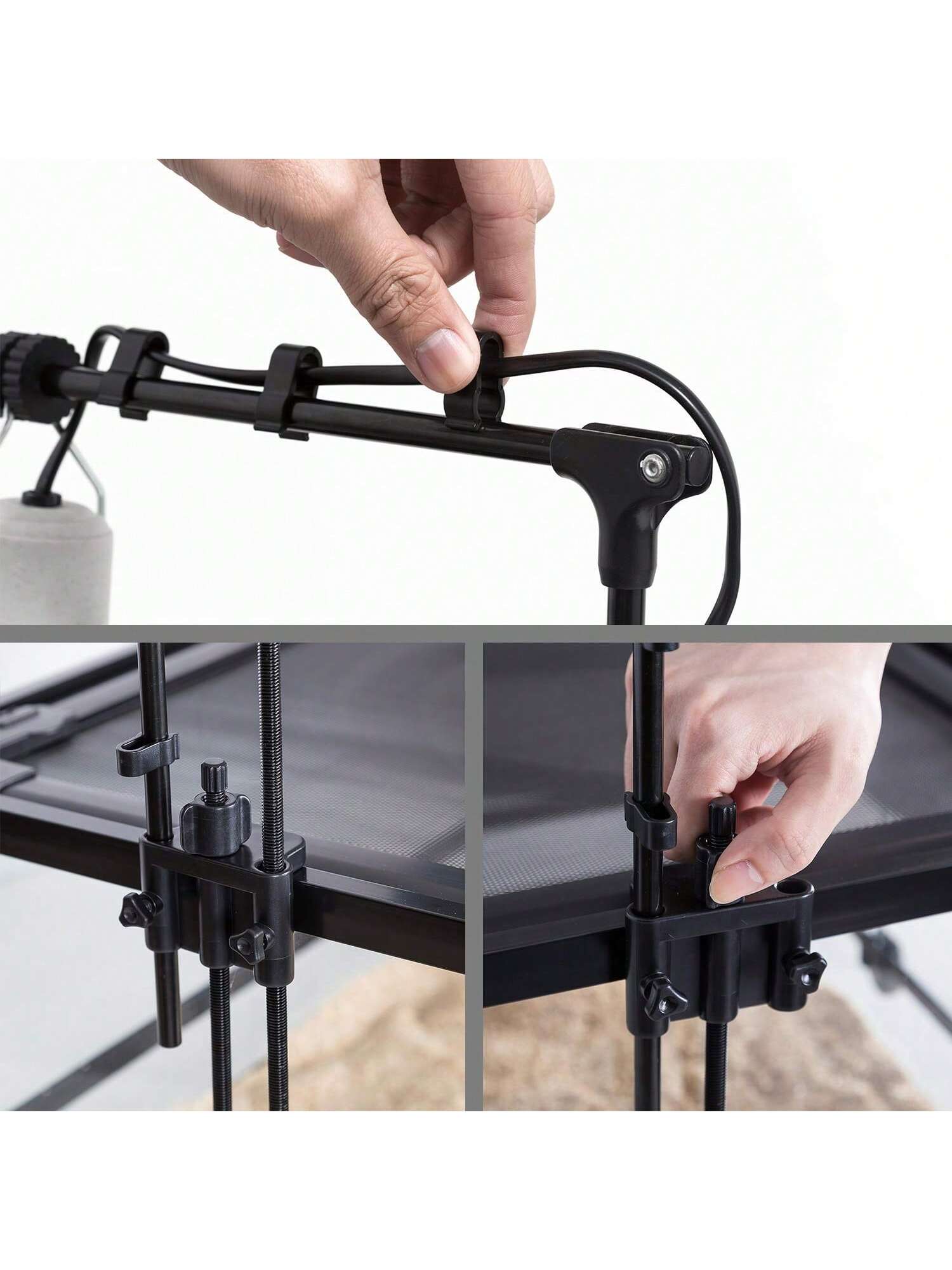 REPTI ZOO Reptile Dual Lamp Stand Lamp Hanger Holder Adjustable Metal Lamp Support For Reptile Glass Terrarium Heating Light