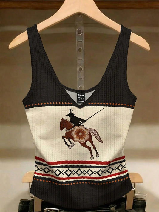 Resyla Women's Fashion Printed Ribbed Tank Top
