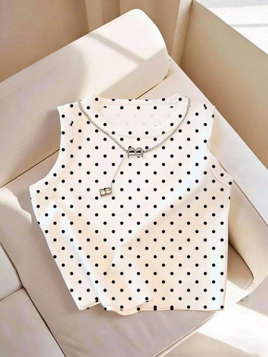 Resyla Women's New Arrival Slim Fit Polka Dot Print Tank Top, Spring/Summer