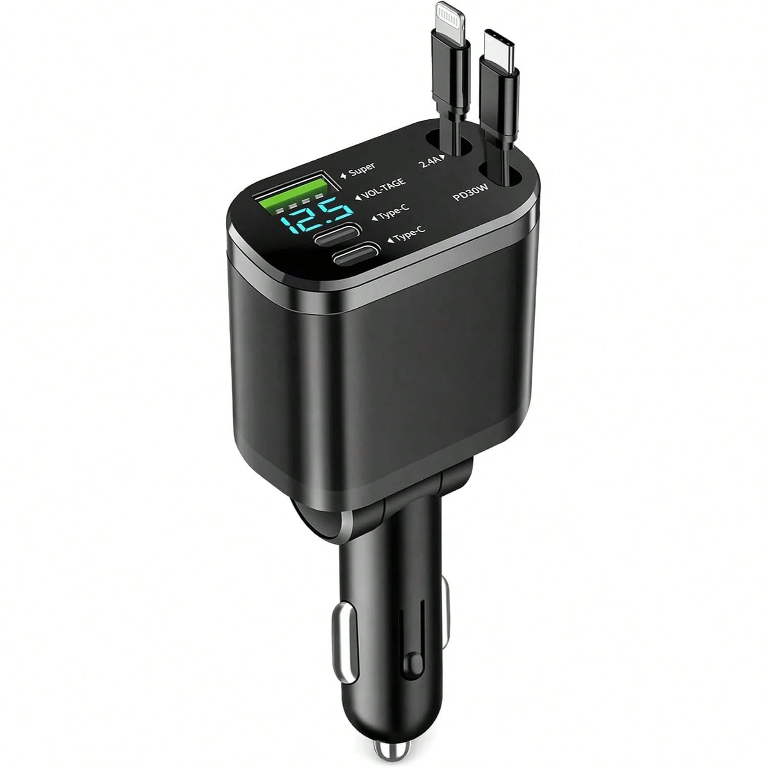 Retractable Car Charger, Car Charger USB C Fast Charge, For IPhone 17 16 15 14 13 12 X, 4 In 1 Cigarette Lighter Adapter, Car Accessories, Birthday Gifts For Men Women Dad Mom Husband,Car Essentials,C