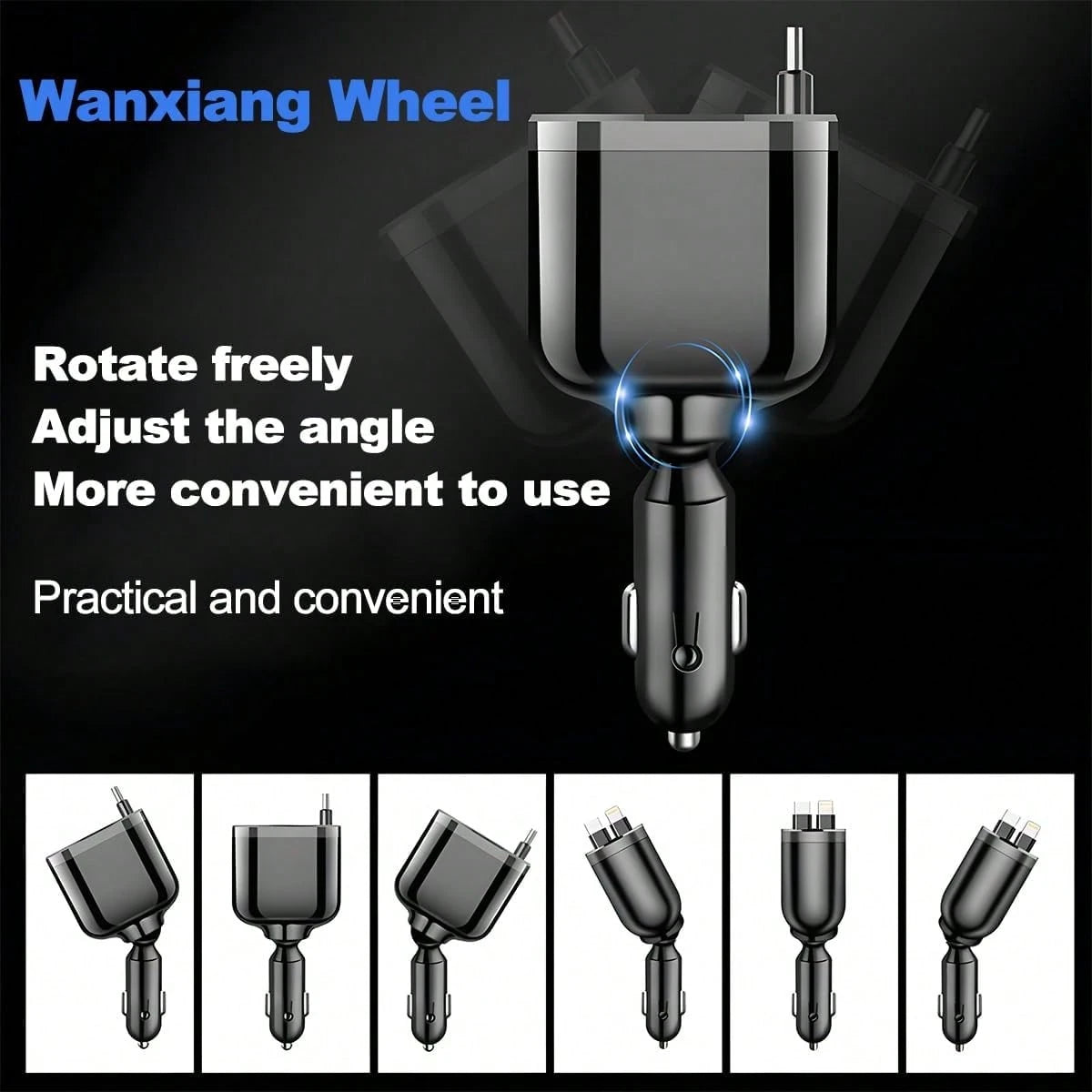 Retractable Car Charger, Car Charger USB C Fast Charge, For IPhone 17 16 15 14 13 12 X, 4 In 1 Cigarette Lighter Adapter, Car Accessories, Birthday Gifts For Men Women Dad Mom Husband,Car Essentials,C