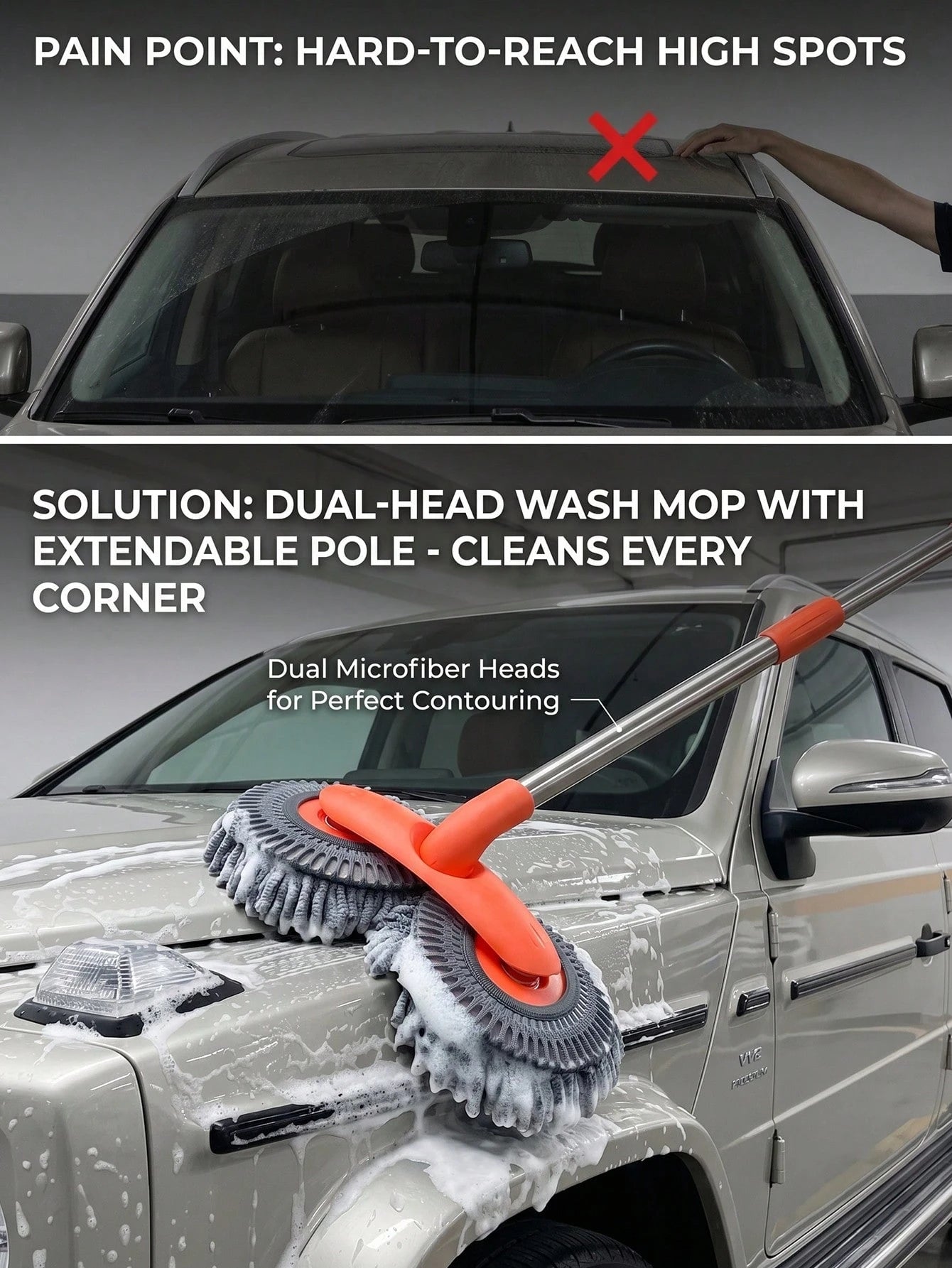 Retractable Double Head Car Wash Brush With Ultra-Soft Microfiber For Deep Cleaning For Car Owners And Enthusiasts Aesthetic Design Car Wash Brush With Long Handle Car Cleaning Kit Brush Car Wash & Ma