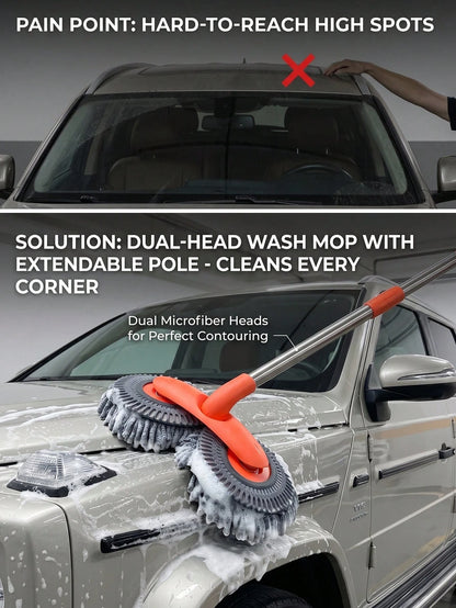 Retractable Double Head Car Wash Brush With Ultra-Soft Microfiber For Deep Cleaning For Car Owners And Enthusiasts Aesthetic Design Car Wash Brush With Long Handle Car Cleaning Kit Brush Car Wash & Ma