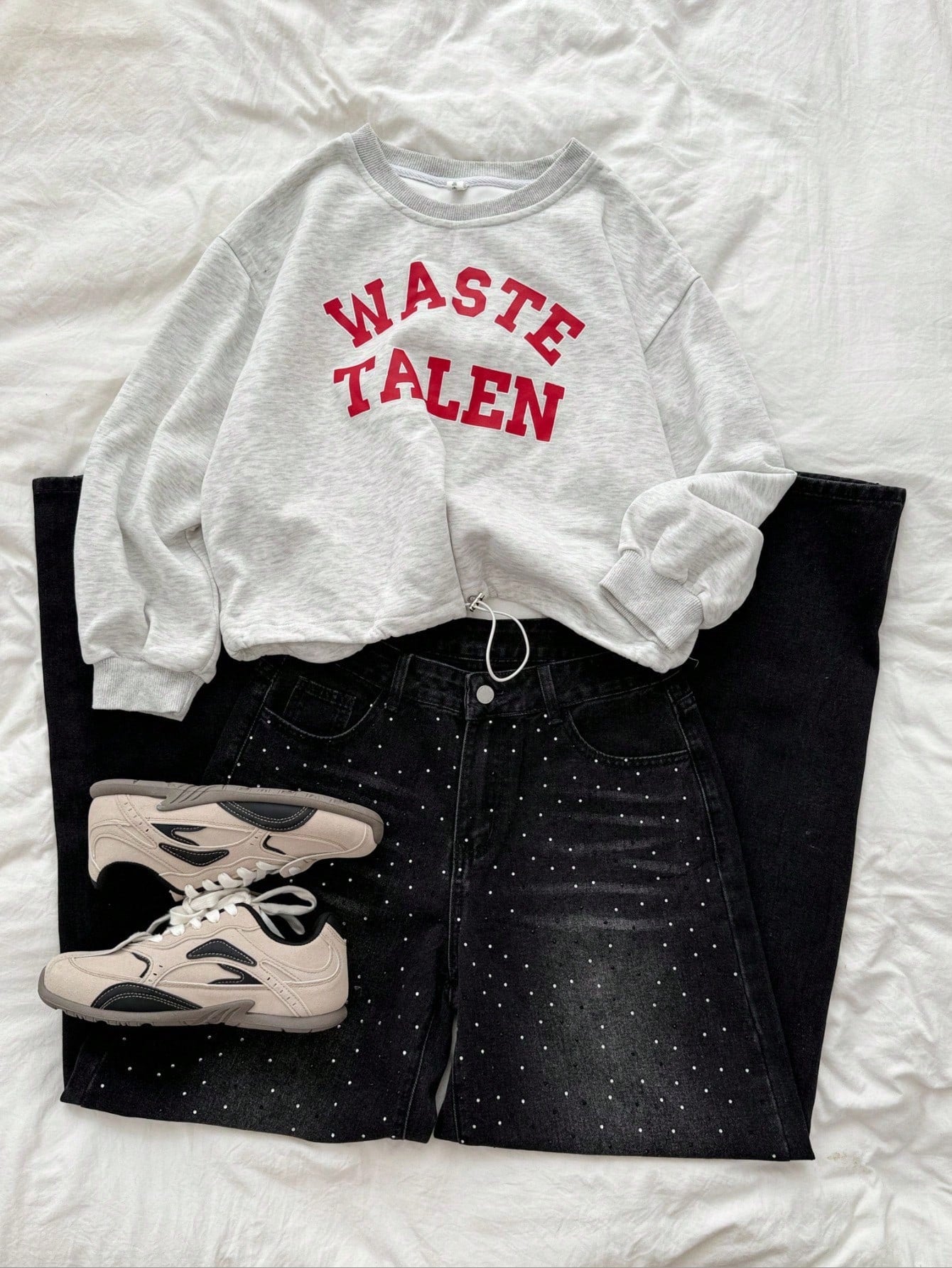 Retro Sexy Slim Fit Washed Rhinestone Embellished Wide Leg Jeans Jeans Glittersparkle Jeansrhinestone Jeans, Fall Women Clothes