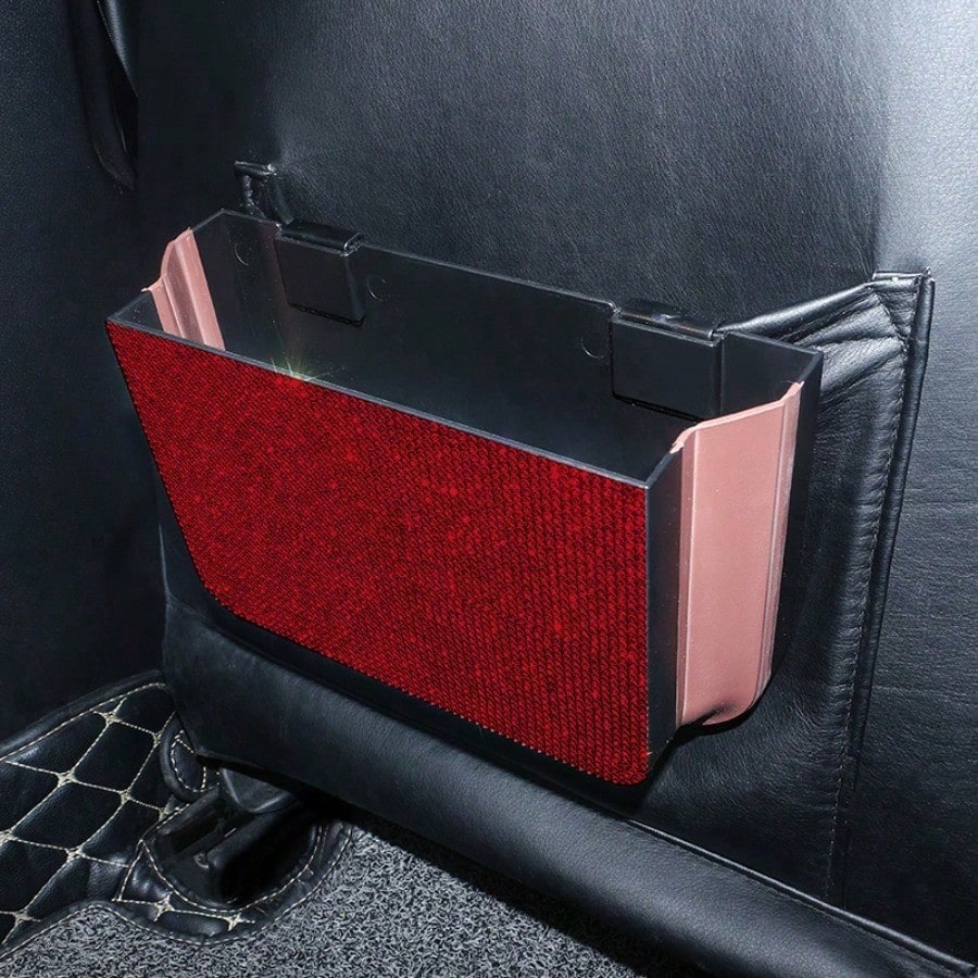 Rhinestone Car Trash Bag, Foldable Hanging Organizer & Multi-Use Car Interior Accessories