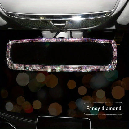 Rhinestone Decorated Car Rearview Mirror Cover, Creative Personalized Cute Accessory For Women