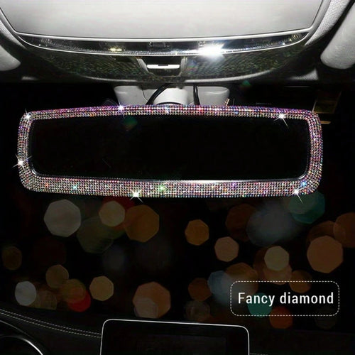 Rhinestone Decorated Car Rearview Mirror Cover, Creative Personalized Cute Accessory For Women