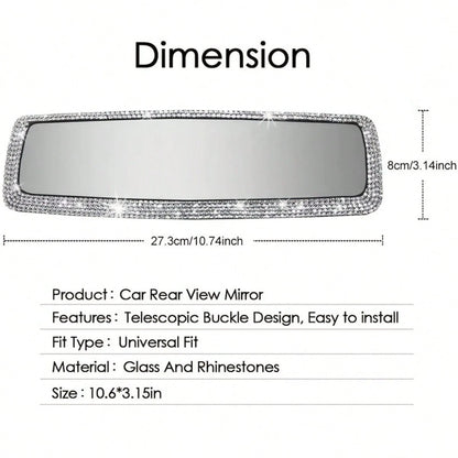 Rhinestone Decorated Car Rearview Mirror Cover, Creative Personalized Cute Accessory For Women