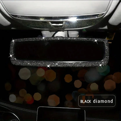 Rhinestone Decorated Car Rearview Mirror Cover, Creative Personalized Cute Accessory For Women