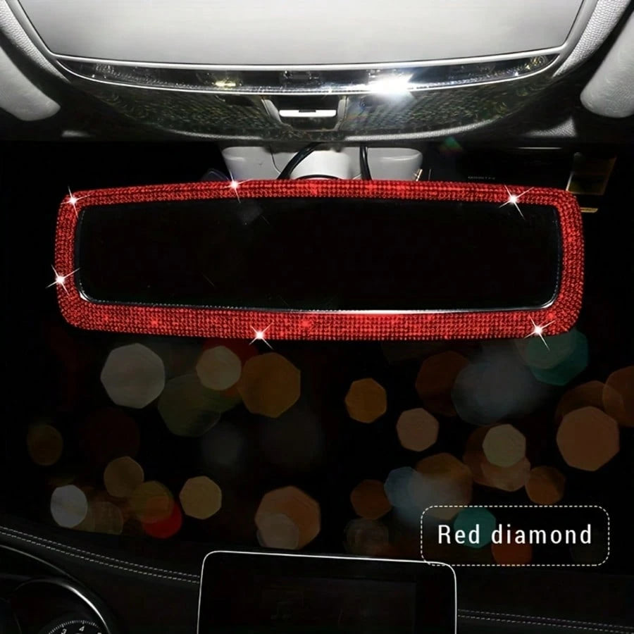 Rhinestone Decorated Car Rearview Mirror Cover, Creative Personalized Cute Accessory For Women