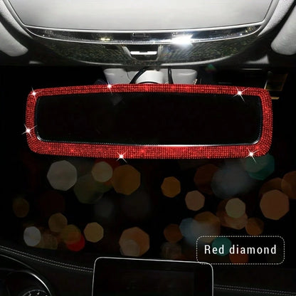 Rhinestone Decorated Car Rearview Mirror Cover, Creative Personalized Cute Accessory For Women