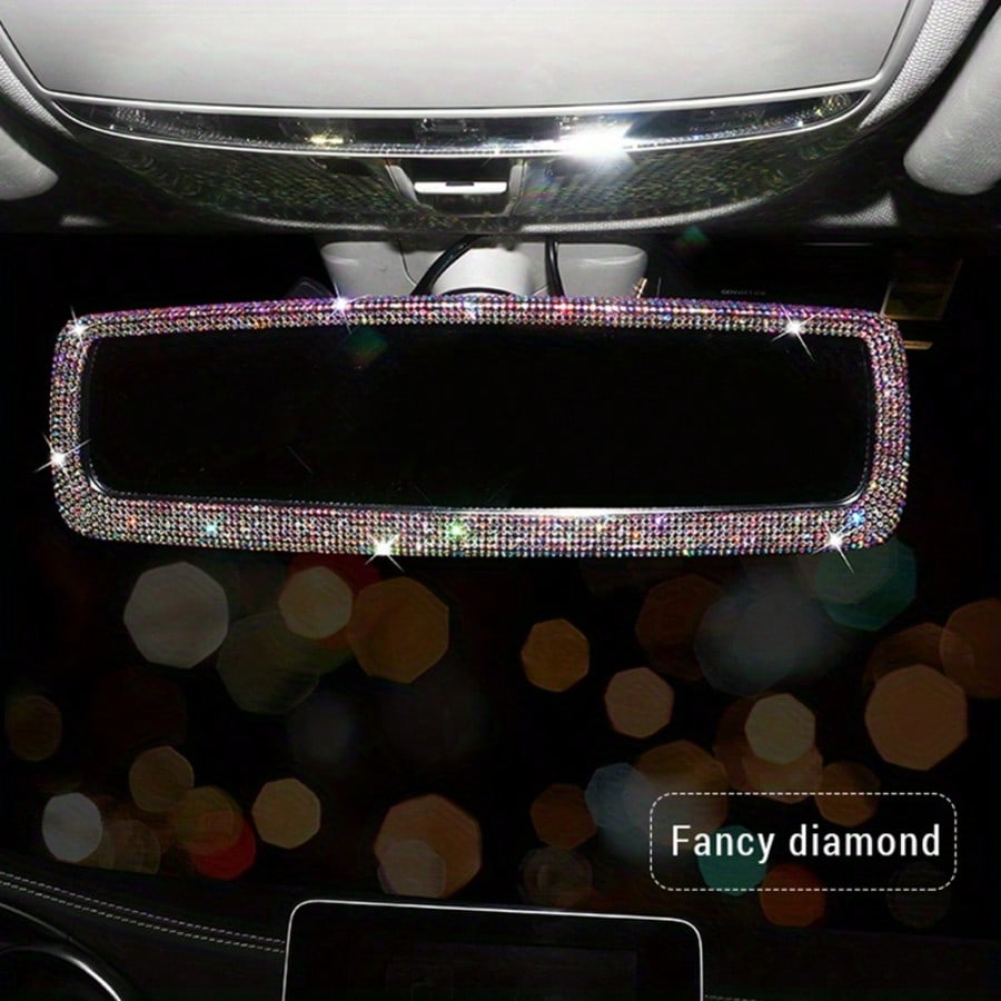Rhinestone Decorated Car Rearview Mirror Cover, Creative Personalized Cute Accessory For Women