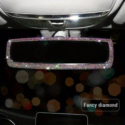 Rhinestone Decorated Car Rearview Mirror Cover, Creative Personalized Cute Accessory For Women