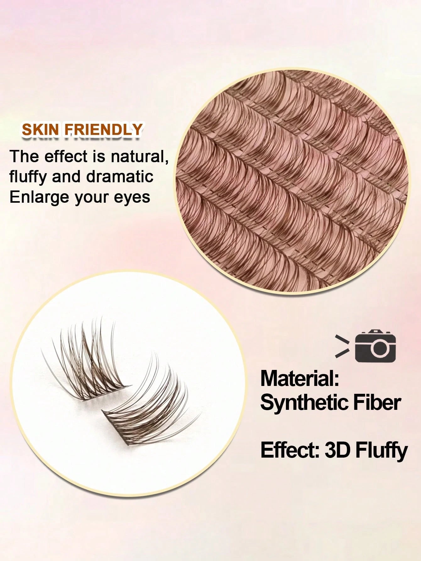Rikuaild 96pcs Brown Fluffy False Eyelashes, Soft & Criss-Cross Fibers, Natural Look, Suitable For Travel & Everyday Makeup