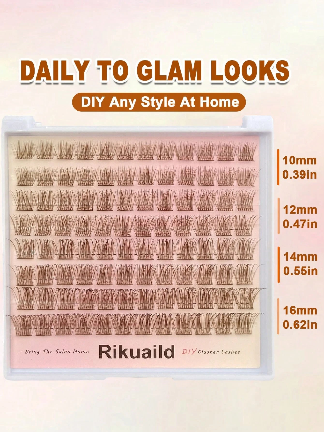 Rikuaild 96pcs Brown Fluffy False Eyelashes, Soft & Criss-Cross Fibers, Natural Look, Suitable For Travel & Everyday Makeup