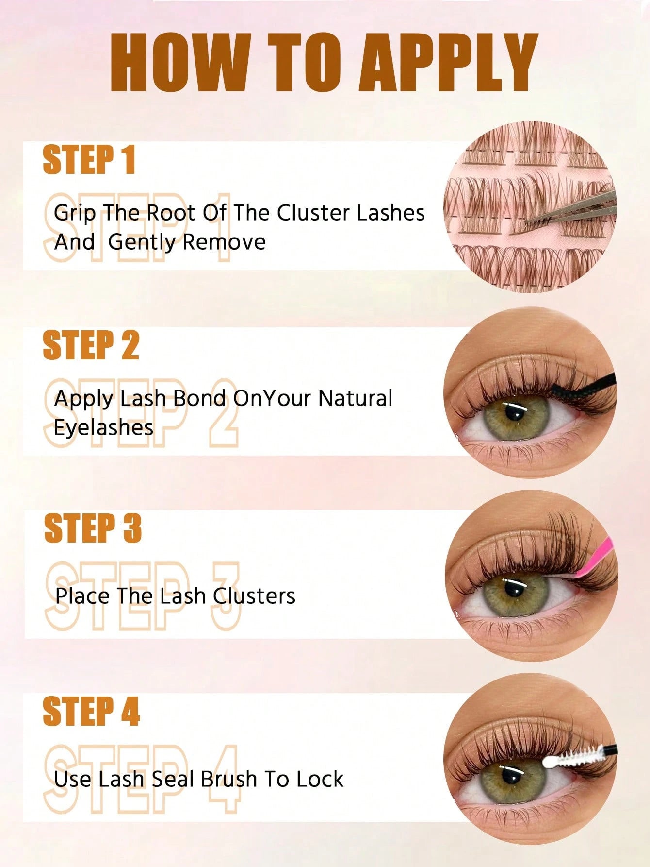 Rikuaild 96pcs Brown Fluffy False Eyelashes, Soft & Criss-Cross Fibers, Natural Look, Suitable For Travel & Everyday Makeup