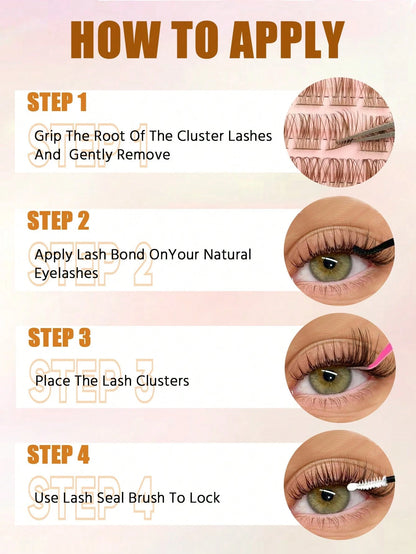Rikuaild 96pcs Brown Fluffy False Eyelashes, Soft & Criss-Cross Fibers, Natural Look, Suitable For Travel & Everyday Makeup