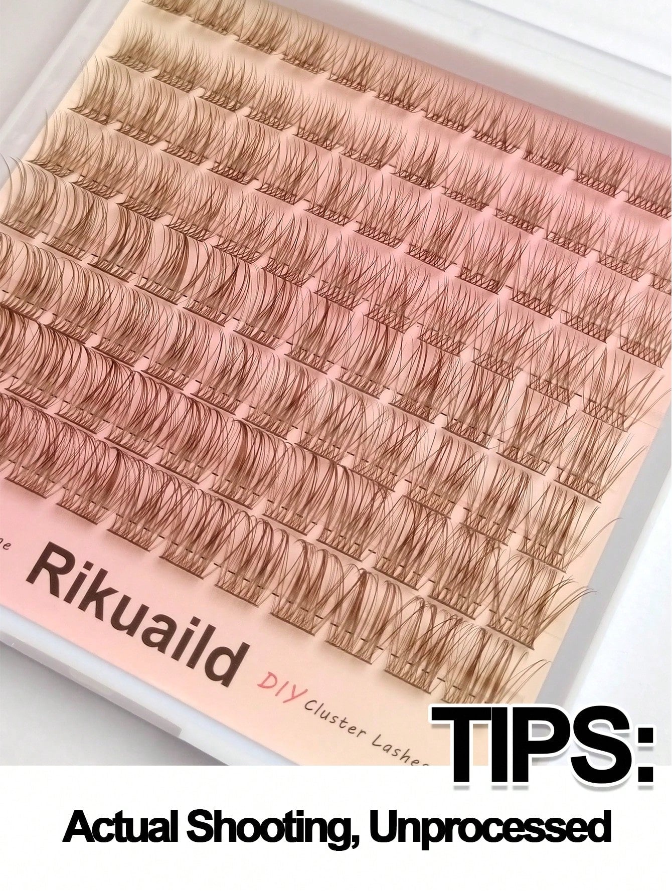 Rikuaild 96pcs Brown Fluffy False Eyelashes, Soft & Criss-Cross Fibers, Natural Look, Suitable For Travel & Everyday Makeup