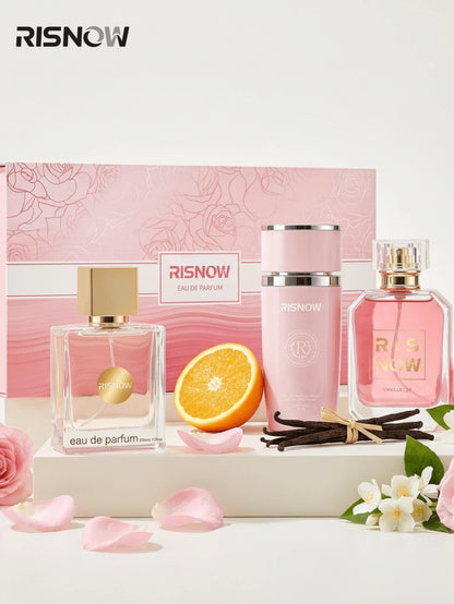 RISNOW 3-Piece Perfume Set, Eau De Parfum For Women, Fragrance Spray Set, Perfume Gift, Femme Perfume Spray, Women's Long-Lasting Perfume, Day Or Night Fragrance, Casual Perfume, 30 Ml*3