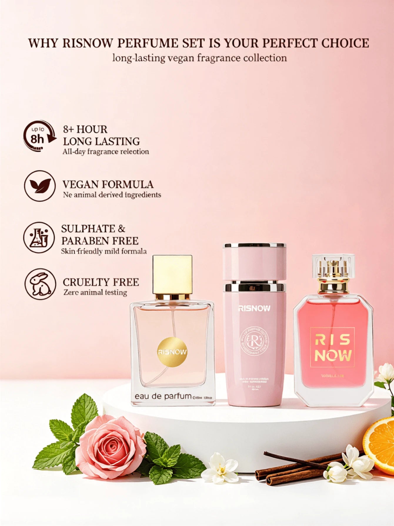 RISNOW 3-Piece Perfume Set, Eau De Parfum For Women, Fragrance Spray Set, Perfume Gift, Femme Perfume Spray, Women's Long-Lasting Perfume, Day Or Night Fragrance, Casual Perfume, 30 Ml*3