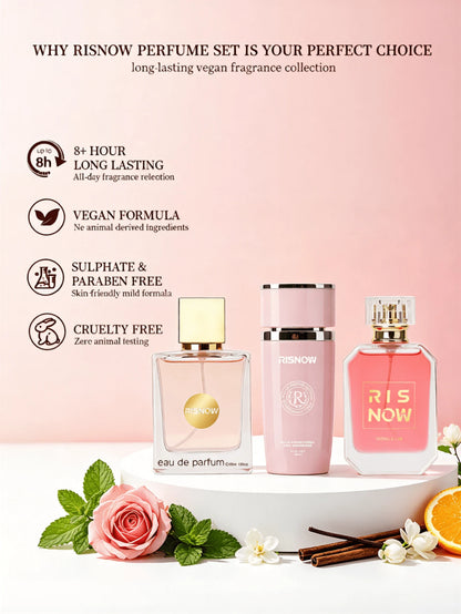RISNOW 3-Piece Perfume Set, Eau De Parfum For Women, Fragrance Spray Set, Perfume Gift, Femme Perfume Spray, Women's Long-Lasting Perfume, Day Or Night Fragrance, Casual Perfume, 30 Ml*3