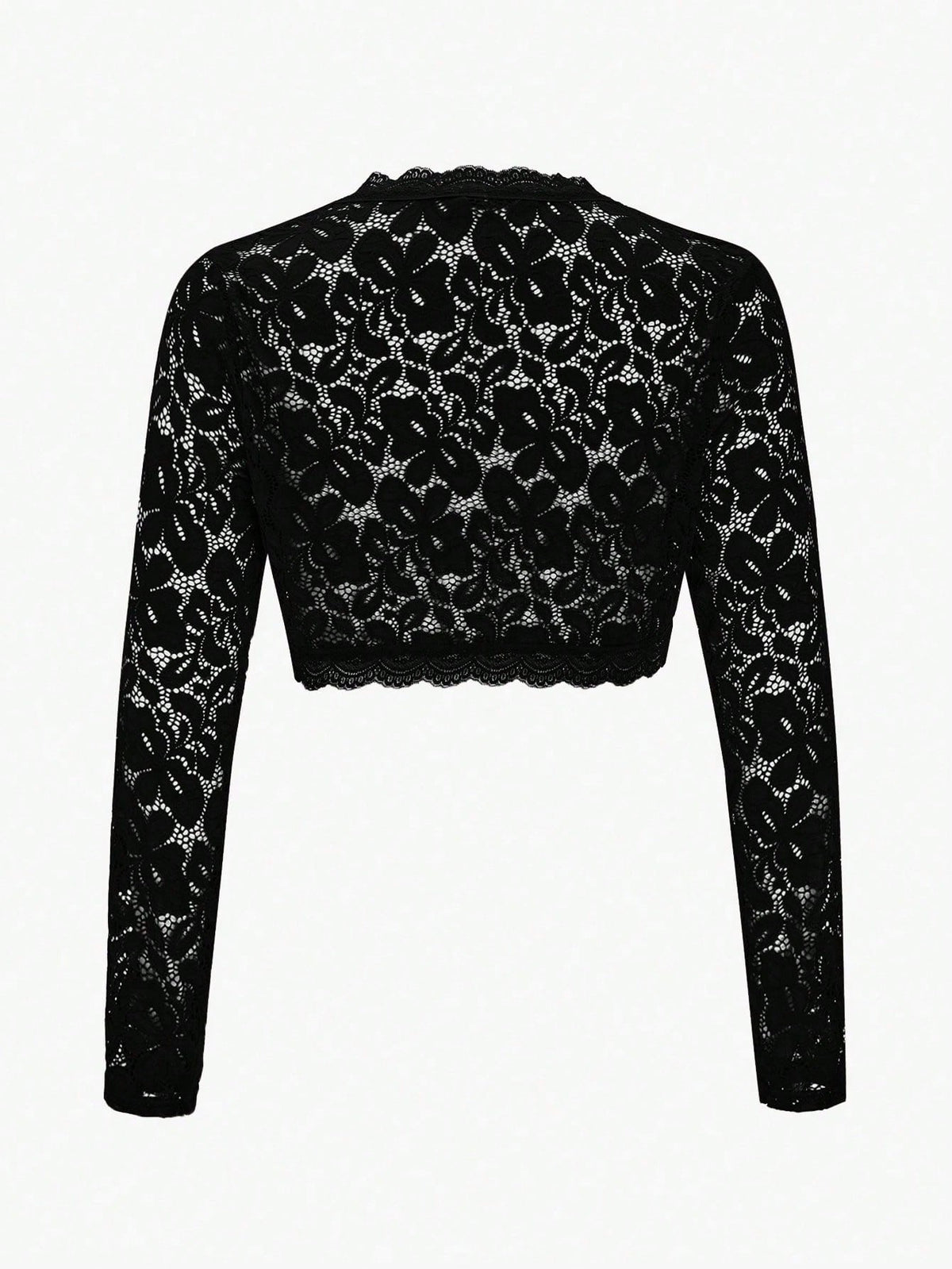 Rometta Plus Open Front Crop Lace Jacket Fall Winter Cloth For Women Autumn