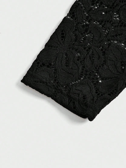 Rometta Plus Open Front Crop Lace Jacket Fall Winter Cloth For Women Autumn