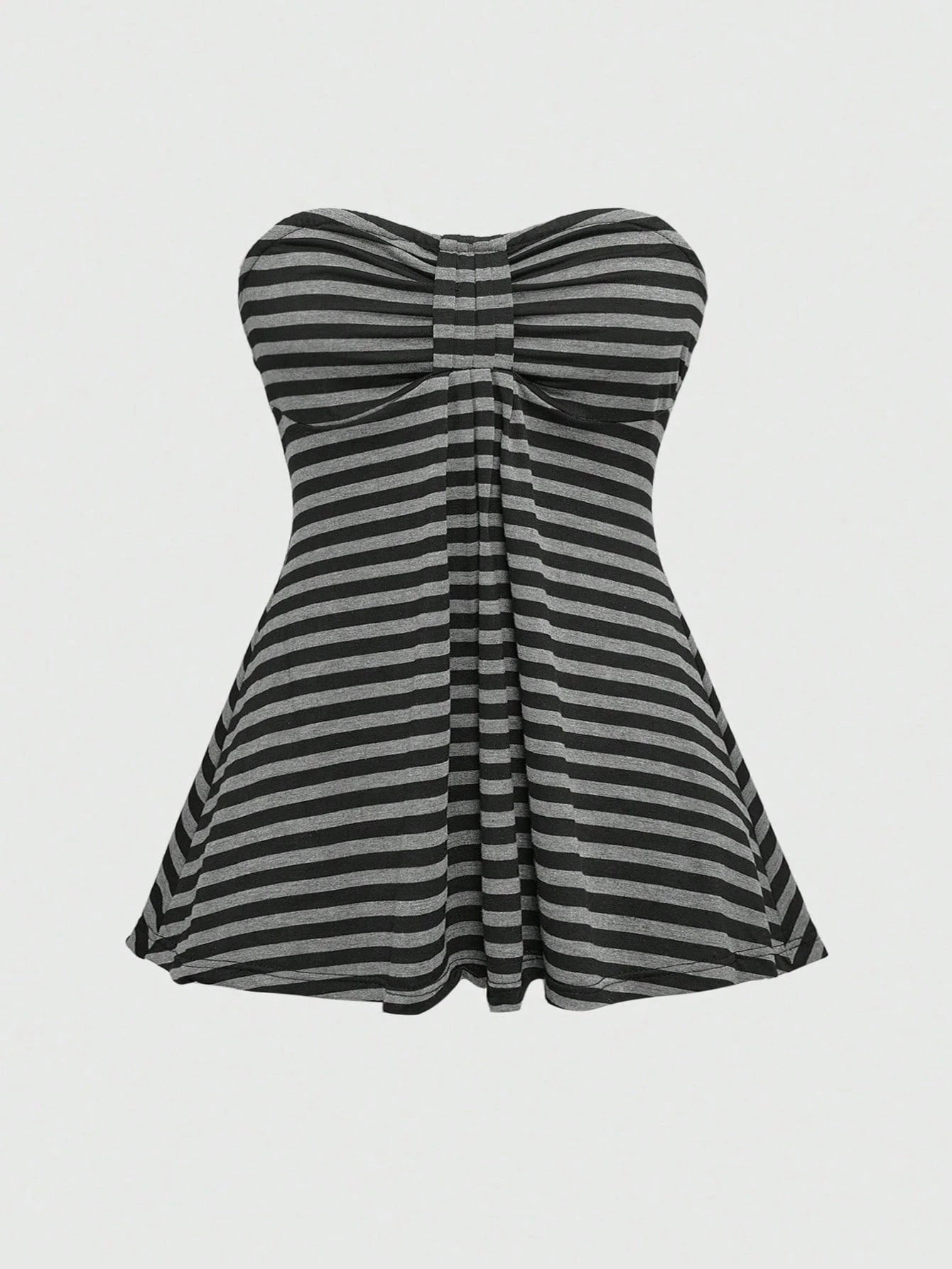 ROMWE Goth Plus Size Y2K Music Festival Striped Cropped Bandeau Top