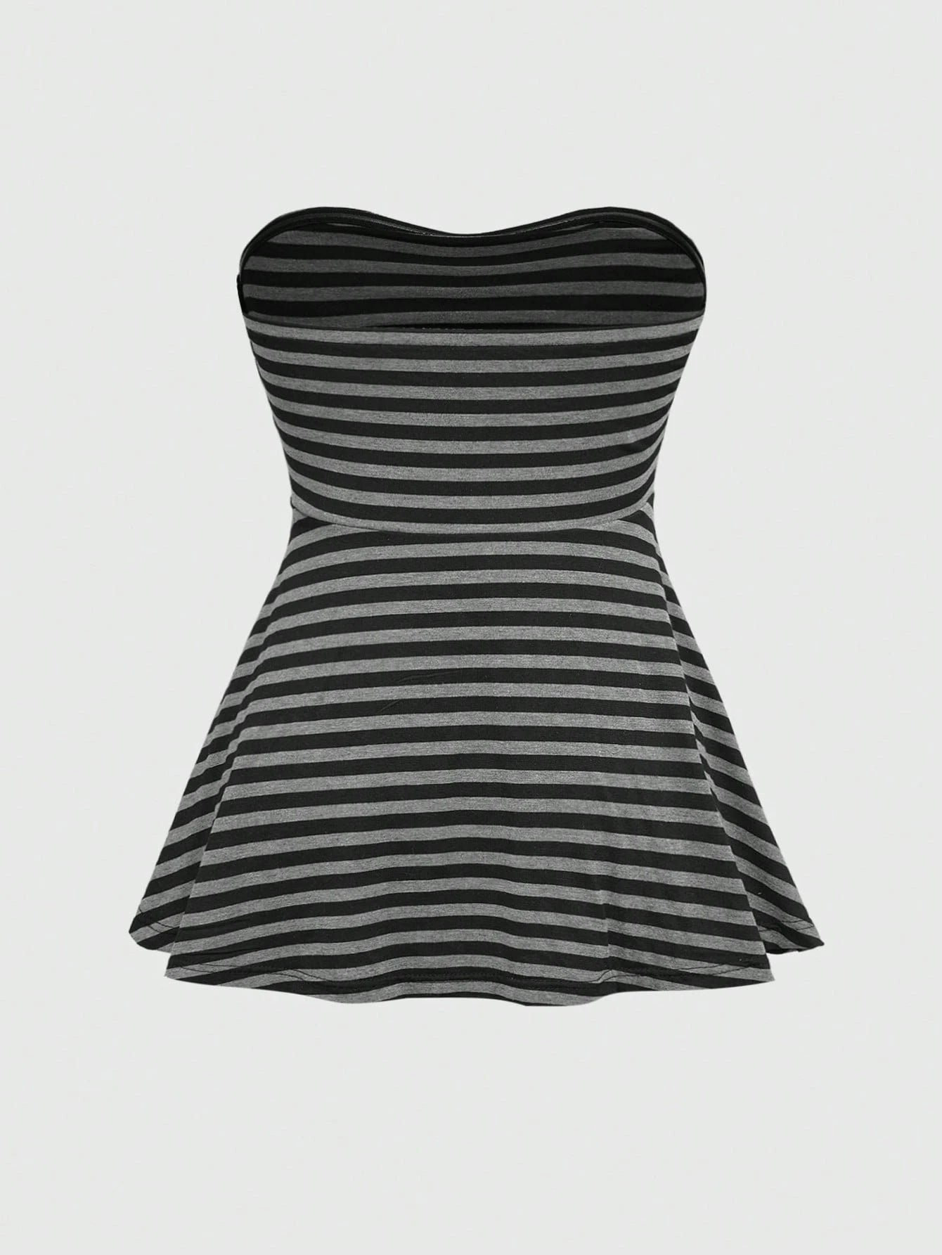 ROMWE Goth Plus Size Y2K Music Festival Striped Cropped Bandeau Top