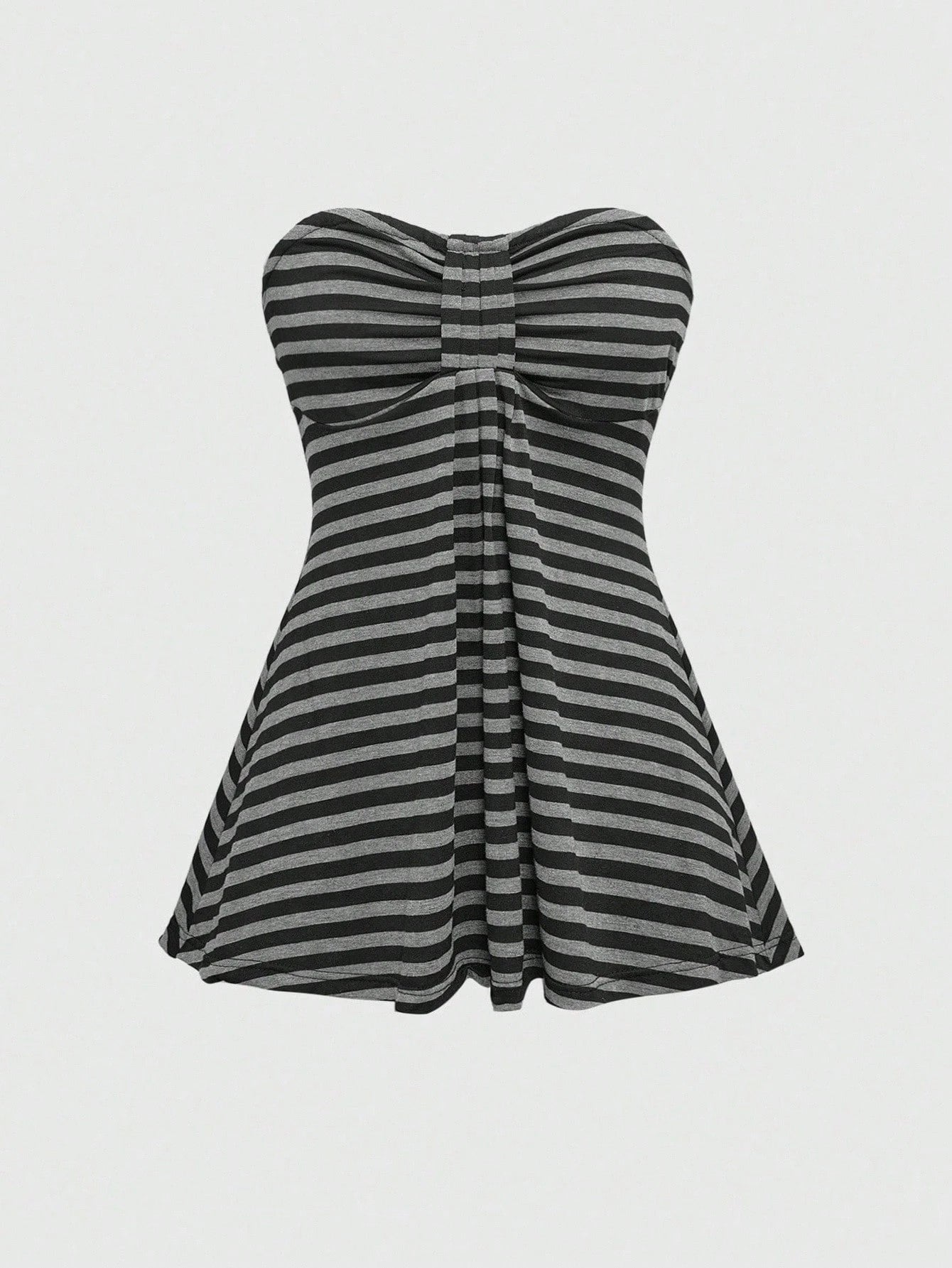 ROMWE Goth Plus Size Y2K Music Festival Striped Cropped Bandeau Top