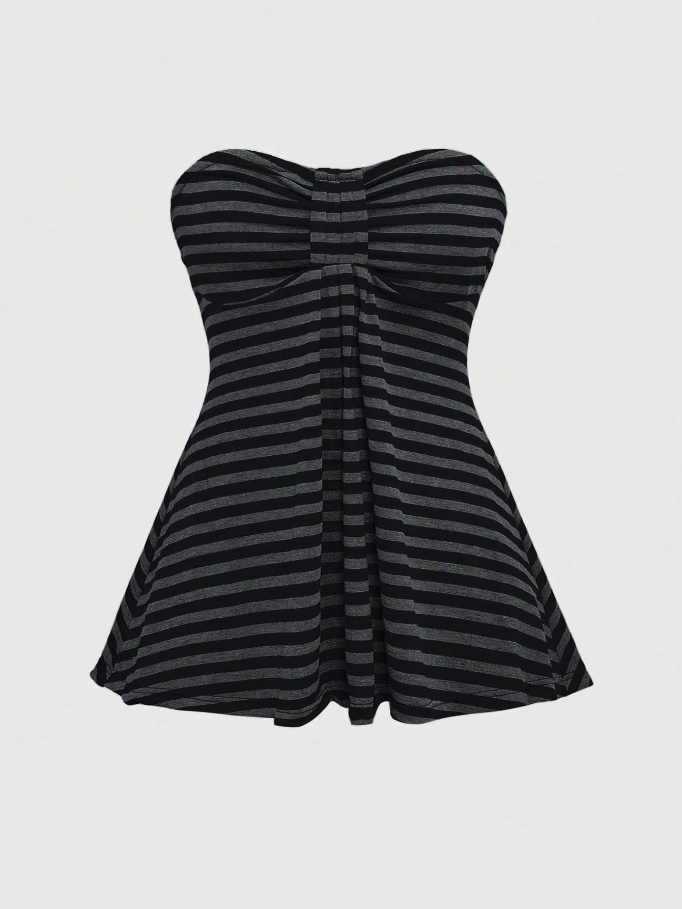 ROMWE Goth Plus Size Y2K Music Festival Striped Cropped Bandeau Top