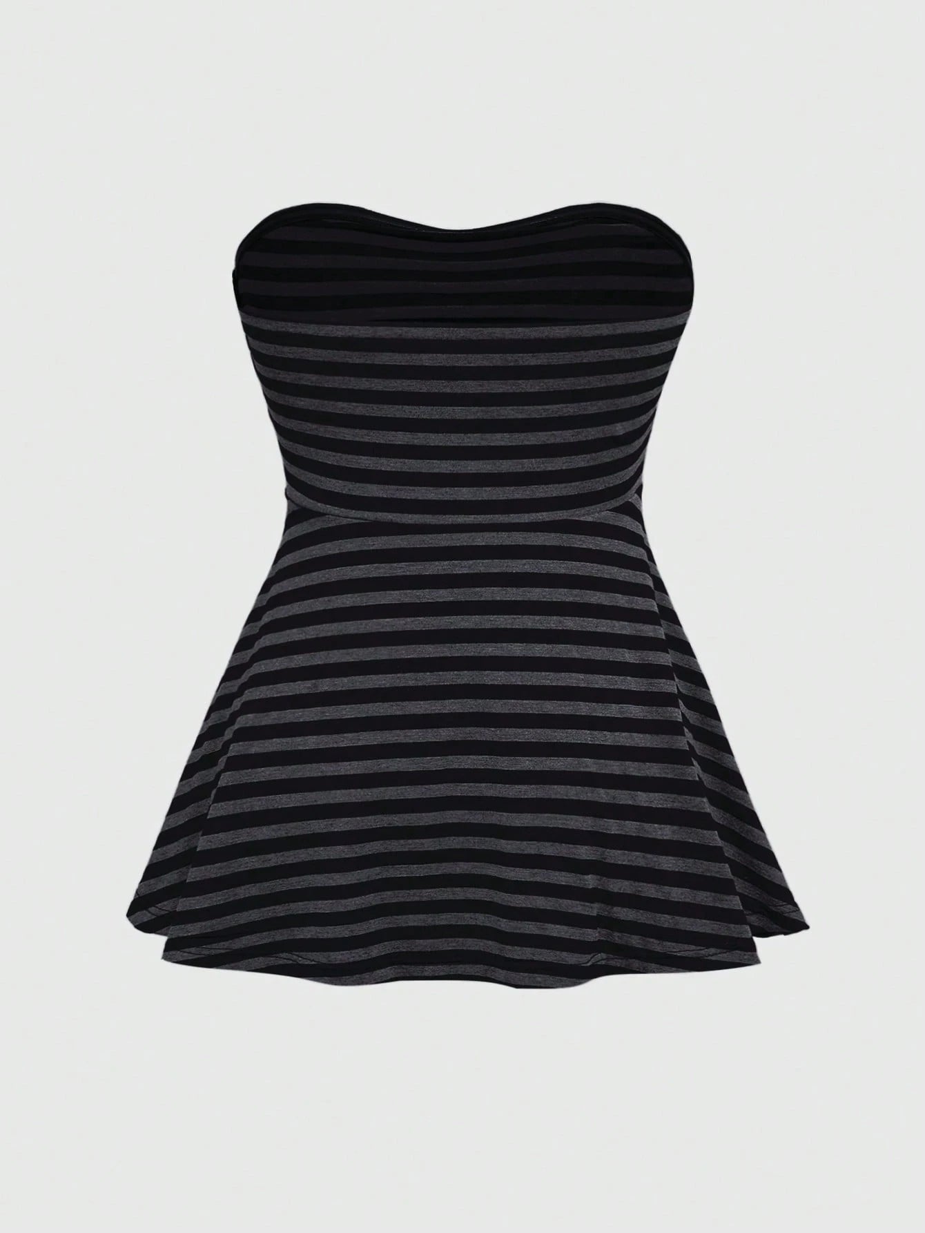 ROMWE Goth Plus Size Y2K Music Festival Striped Cropped Bandeau Top