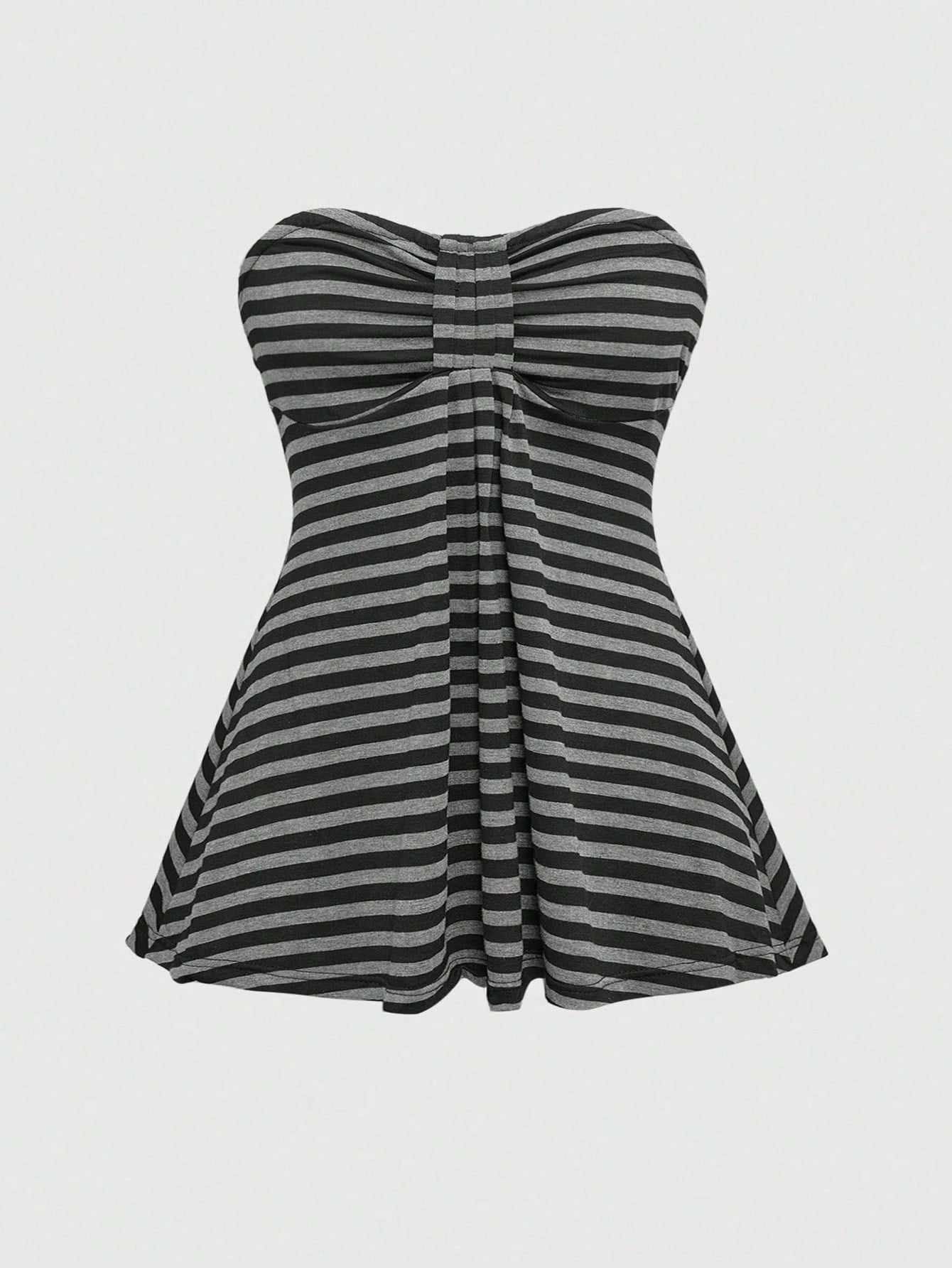 ROMWE Goth Plus Size Y2K Music Festival Striped Cropped Bandeau Top