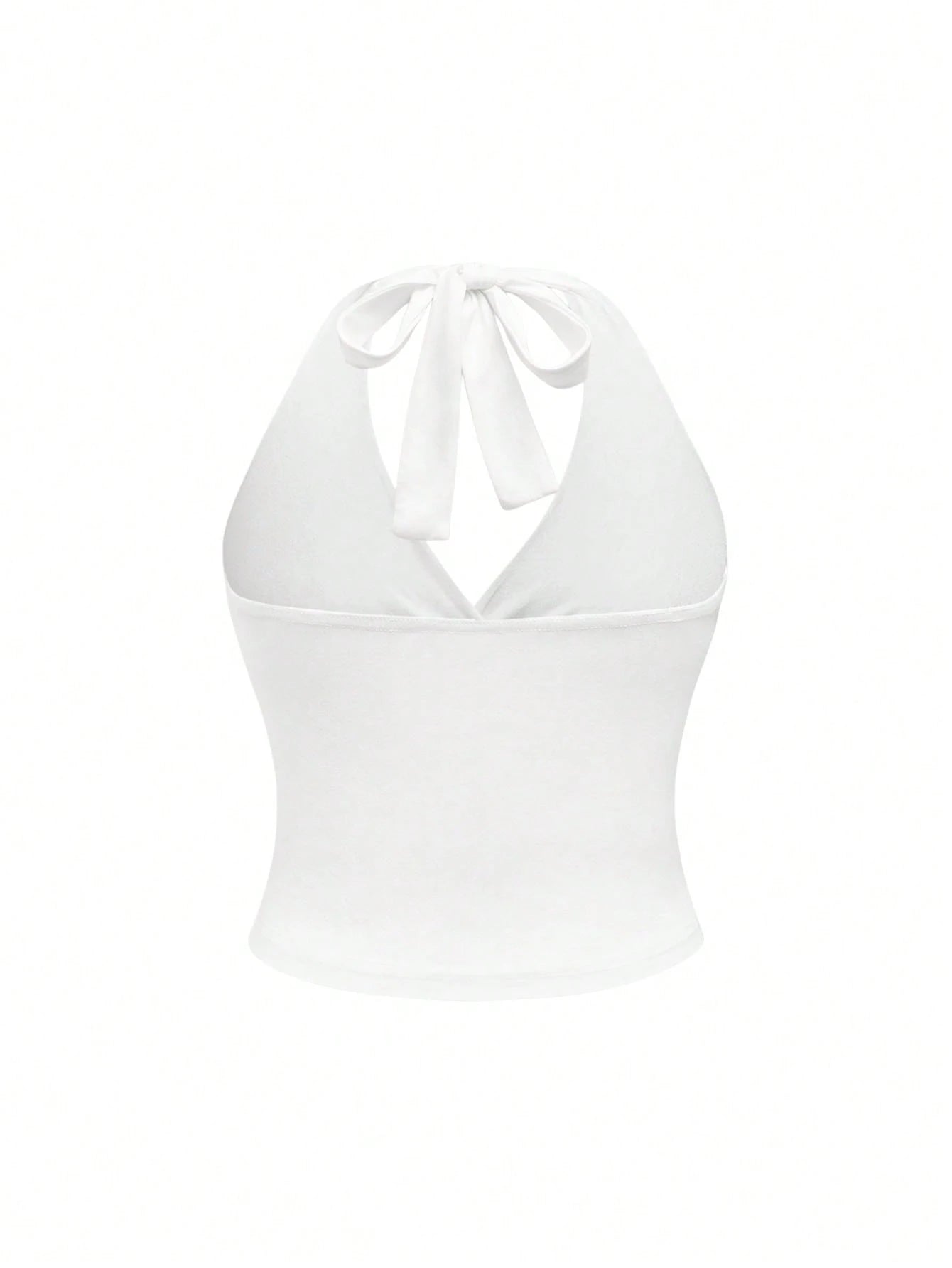 ROMWE Grunge Punk Spring/Summer Carnival Party Casual White Plus Size Leopard Print Ruched Waist Halter Neck Tank Top