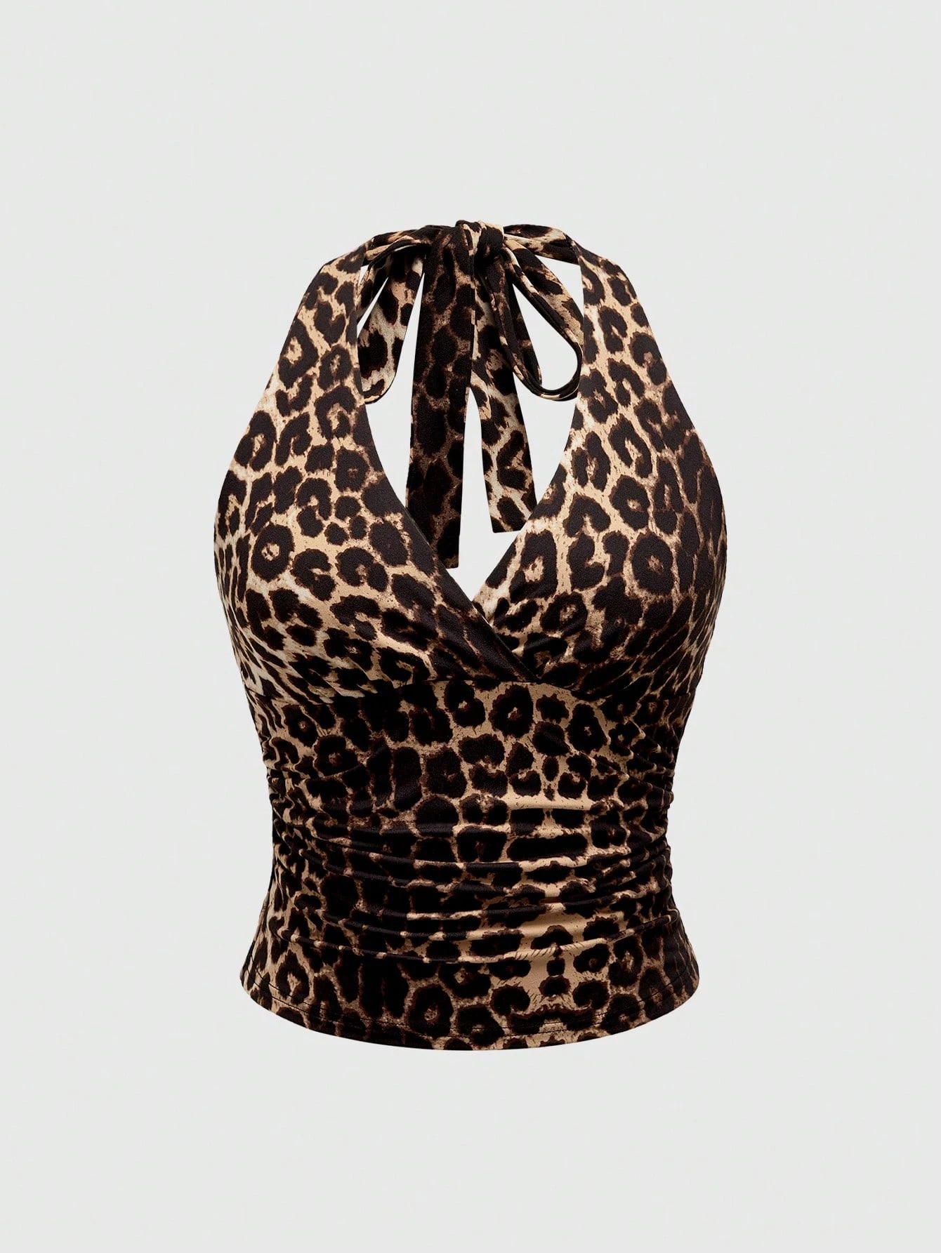 ROMWE Grunge Punk Y2K Leopard Print Halter Neck Tank Top For Women